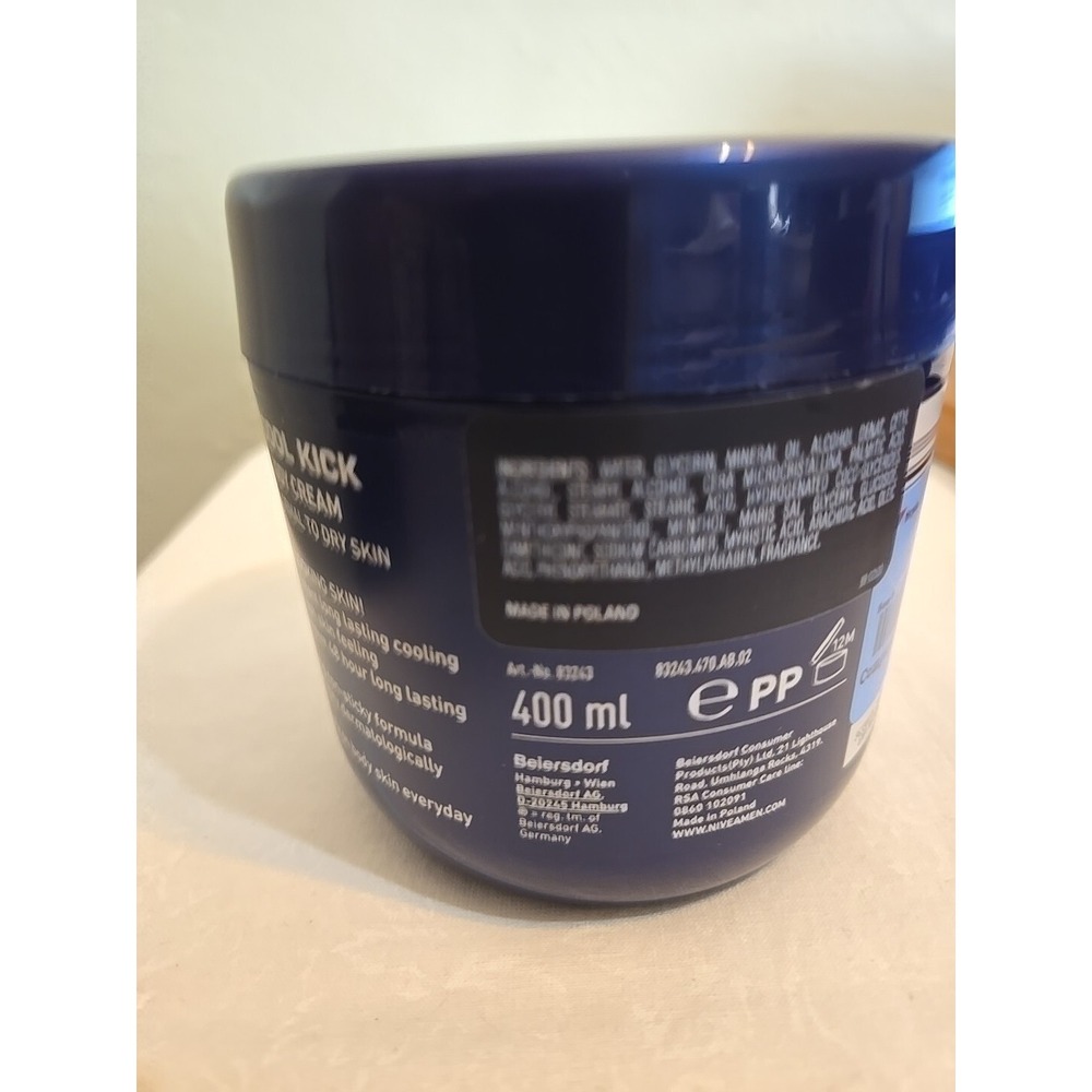 Nivea Men Cool Kick Full Body Cream Cooling 13.5 Fl Oz 400 mL New Daily Use - Picture 3 of 4